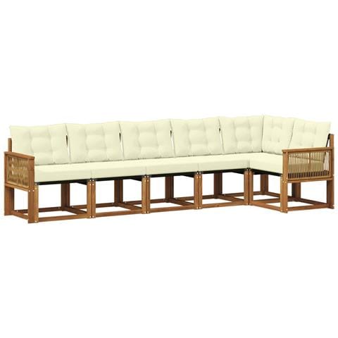 Set di divani da esterno con cuscino 6 pcs Naturale e Crema - Foto 1