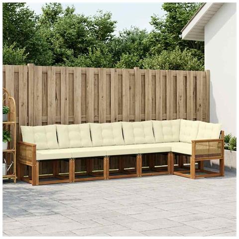 Set di divani da esterno con cuscino 6 pcs Naturale e Crema - Foto 2