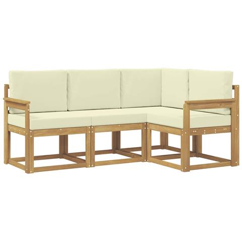Set di divani da esterno con cuscino 4 pcs Bianco e Crema - Foto 1