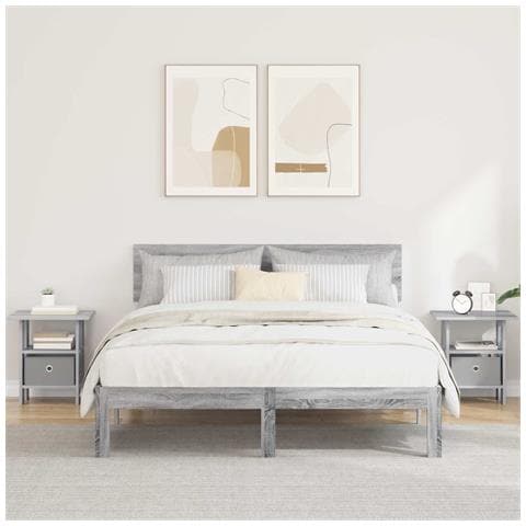 Comodino 2 pcs Grigio Sonoma 41 x 40 x 45 cm Legno multistrato - Foto 2