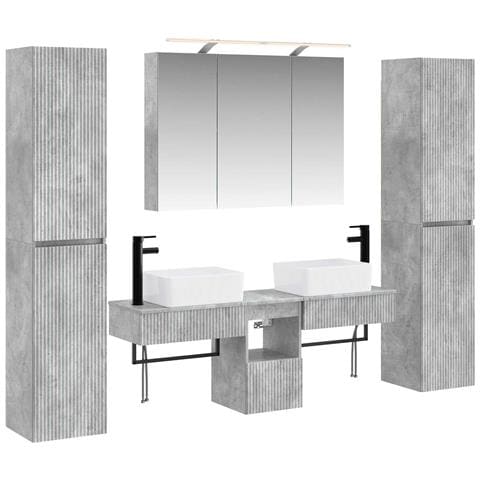 Set di mobili per il bagno 6 pcs Grigio Cemento - Foto 1