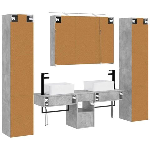 Set di mobili per il bagno 6 pcs Grigio Cemento - Foto 9