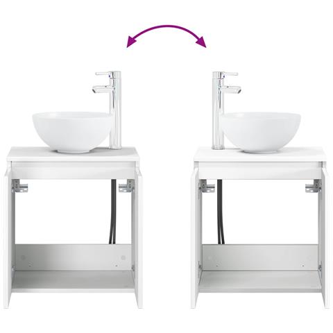 Set di mobili per il bagno 2 pz Bianco Lucido - Foto 2