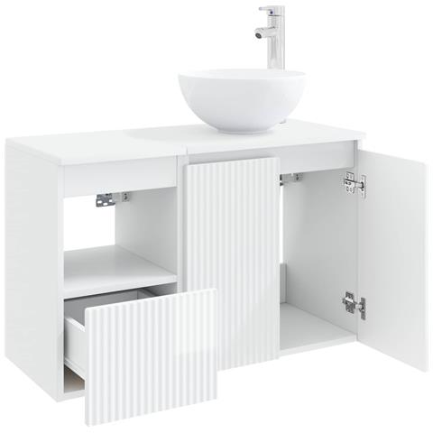 Set di mobili per il bagno 2 pz Bianco Lucido - Foto 10