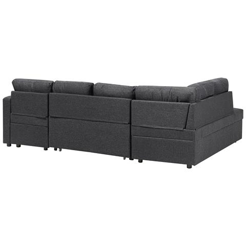 Divano Letto Angolare Contenitore In Tessuto Grigio Scuro Karrabo - Foto 17