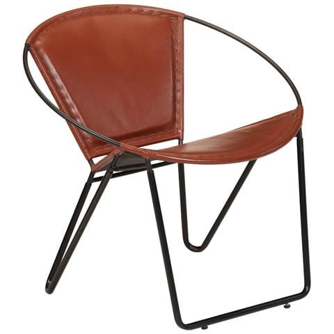 Sedia A Sdraio In Vera Pelle 69x69x69 Cm Marrone - Foto 1