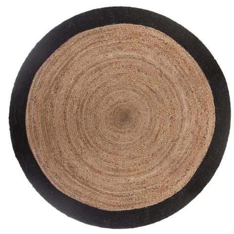Tappeto Con Bordo In Iuta - Ø 120 Cm - Nero - Foto 1