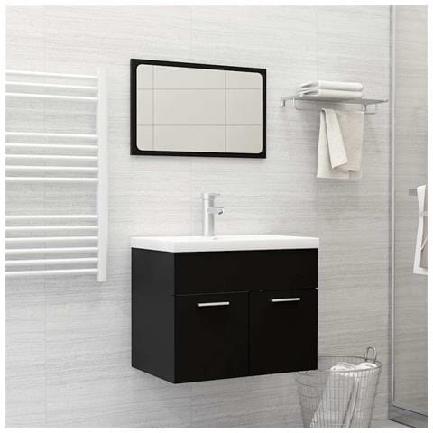 Set Mobili Da Bagno 2 Pz Nero In Truciolato - Foto 2