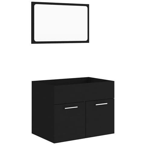 Set Mobili Da Bagno 2 Pz Nero In Truciolato - Foto 1