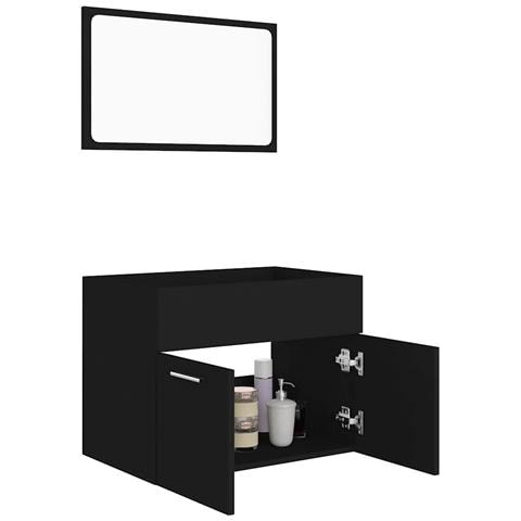 Set Mobili Da Bagno 2 Pz Nero In Truciolato - Foto 10