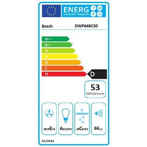 Serie 2 DWP64BC50 cappa aspirante 360 m³ / h Cappa aspirante a parete Acciaio inossidabile C - Foto 2