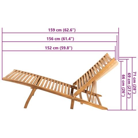 Lettino Prendisole in Legno Massello di Teak - Foto 2
