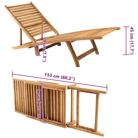 Lettino Prendisole in Legno Massello di Teak - Foto 8