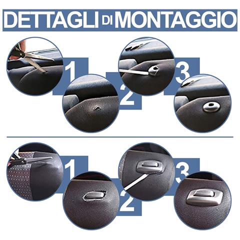 Coprisedili Auto Compatibili Per 500x, Made In Italy, Set Di Copri Sedili Anteriori E Posteriori (unico Colore) Con Copri Poggiatesta Incluso, Tessuto Poliestere, Colore - Nero \mimetico Classico - Foto 3