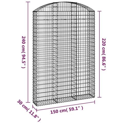 Cesto Gabbione Ad Arco 150x30x220/240 Cm Ferro Zincato - Foto 4