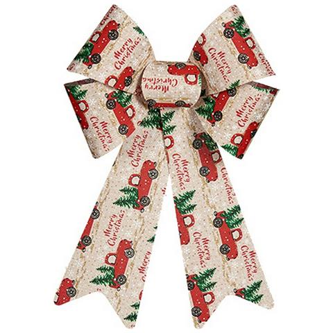 Fiocco Decorazione Natalizia 15 X 25 Cm Macchine Rosso Beige Pvc - Foto 1