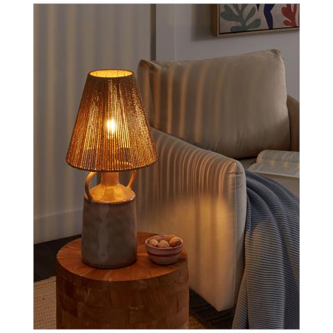 Lampada Da Tavolo Larissos Ceramica Tortora - Foto 1