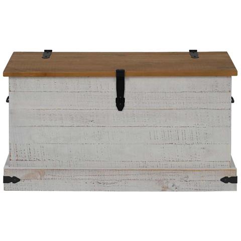 Cassapanca Halden Bianco 91x48x47 Cm In Legno Massello Di Pino - Foto 3
