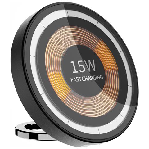Dam Base Di Ricarica Pieghevole Magsafe Da 15 W Con Funzione Di Supporto. 6x6x0,8cm. Colore Nero - Foto 1