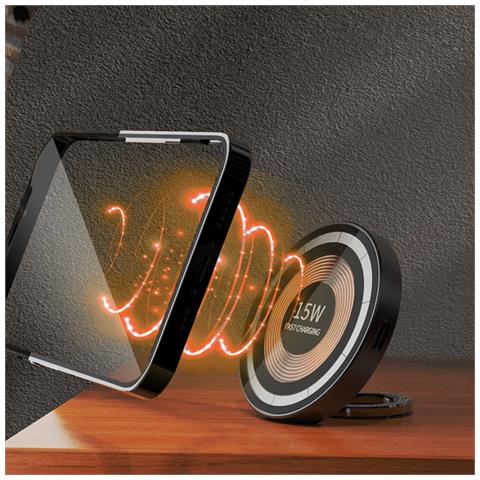 Dam Base Di Ricarica Pieghevole Magsafe Da 15 W Con Funzione Di Supporto. 6x6x0,8cm. Colore Nero - Foto 7