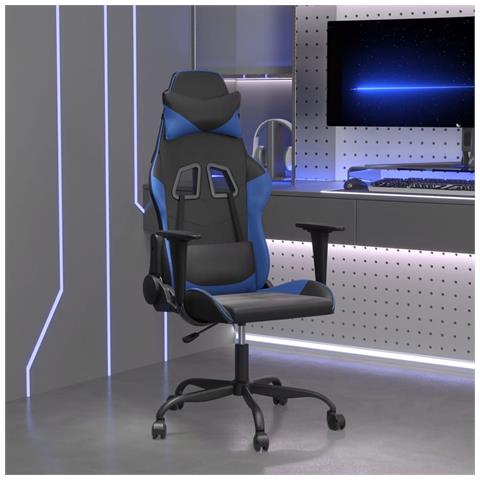 Sedia Da Gaming Massaggiante Nero E Blu In Similpelle - Foto 1