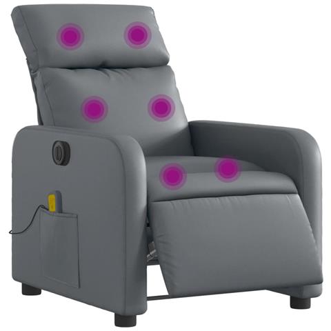 Poltrona Massaggiante Elettrica Reclinabile Grigio Similpelle - Foto 2