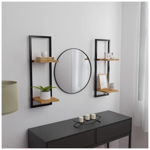 Lusso Casadino -  Mensole Parete 2 Pz 25x25x75 Cm Legno Massello Acacia E Acciaio - Foto 8