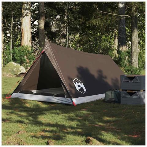 Tenda da Campeggio per 2 Persone Marrone Impermeabile - Foto 1