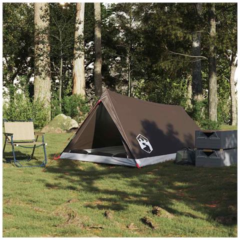 Tenda da Campeggio per 2 Persone Marrone Impermeabile - Foto 2