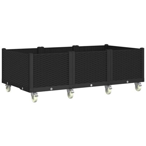 Fioriera da Giardino con Ruote Nera 150x80x54 cm in PP - Foto 1
