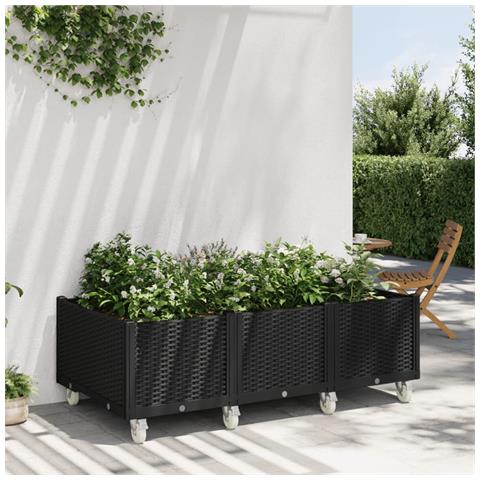 Fioriera da Giardino con Ruote Nera 150x80x54 cm in PP - Foto 2