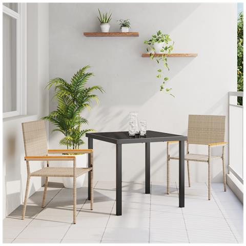 Sedia da Giardino Impilabile con Cuscini 2 pz Beige in Poli Rattan - Foto 2