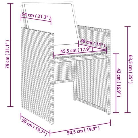 Set da Pranzo da Giardino 17 pz con Cuscini Beige in Polyrattan - Foto 9