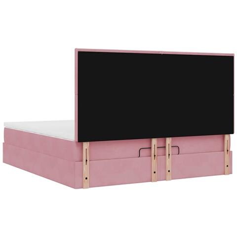 Struttura Letto Pouf con Materassi Rosa 160x200 cm Velluto - Foto 9