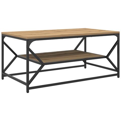 Tavolino da caffè con piano in Rovere Artigianale 90x50x40 cm in Legno Ingenerizzato - Foto 1