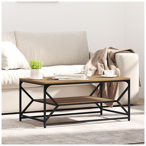 Tavolino da caffè con piano in Rovere Artigianale 90x50x40 cm in Legno Ingenerizzato - Foto 2
