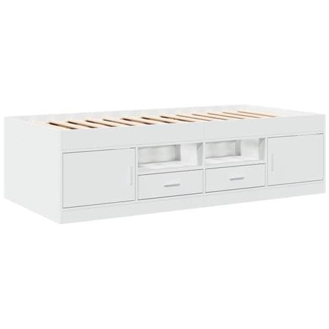 Divano Letto Con Cassetti Senza Materasso Bianco 100x200 Cm - Foto 2