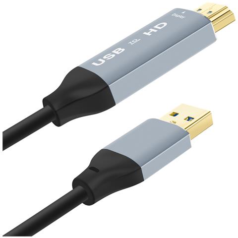 Cavo Video Hdmi A Usb-a Risoluzione Full Hd 1080p 1,8m, Nero - Foto 2