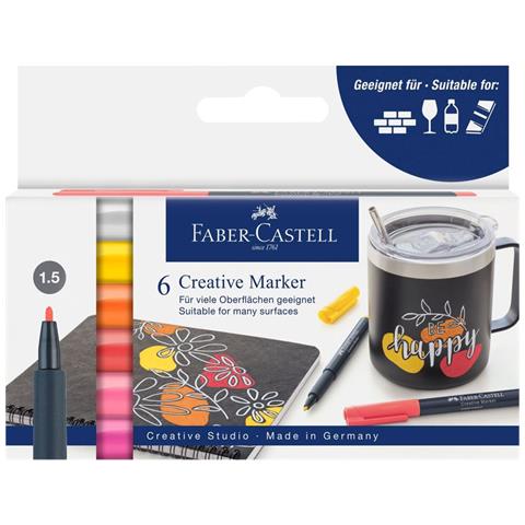 Creative Marker evidenziatore 6 pz Tipo di punta Rosa chiaro, Arancione, Rosa, Rosso, Bianco, Giallo - Foto 1