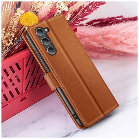 Custodia A Portafoglio Per Galaxy S23 Con Funzione Di Supporto E Linguetta Magnetica, Marrone - Foto 5