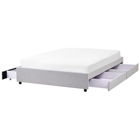 Letto Con Cassetti Contenitore Senza Testata Tessuto Prades 140 X 200 Cm Grigio Chiaro - Foto 2