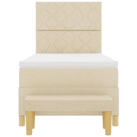 Letto a molle con materasso Crema 100 x 200 cm Tessuto - Foto 9