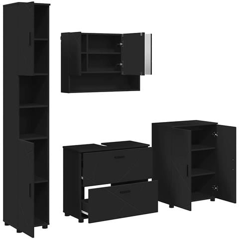 Set di mobili per il bagno 4 pcs Nero 30 x 35 x 192 cm - Foto 1