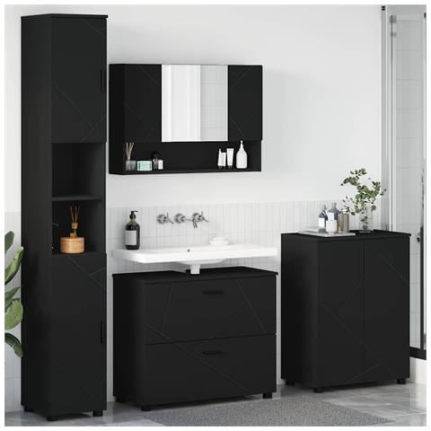 Set di mobili per il bagno 4 pcs Nero 30 x 35 x 192 cm - Foto 2