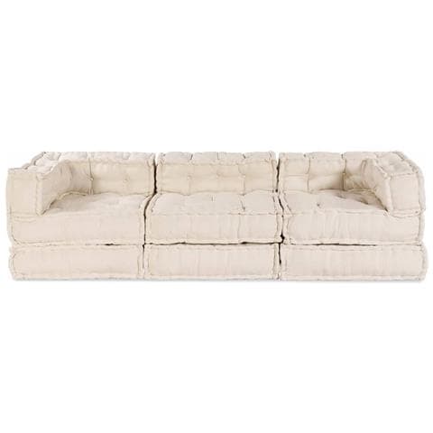 Divano modulare 3 pcs Crema Tessuto - Foto 7