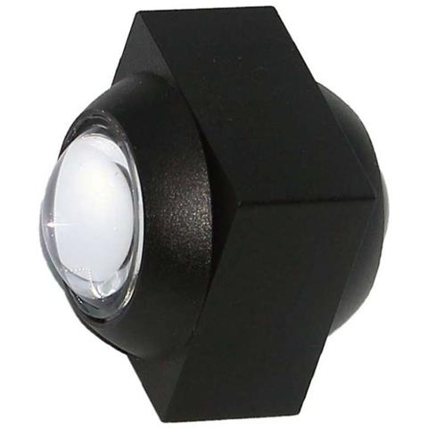 Applique LED da Muro 2W Doppio Fascio Luminoso Corpo Nero 4000K IP54, colore Nero - Foto 1
