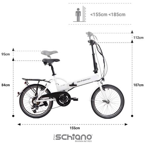 E-sky 20'' - E-bike Pieghevole In Alluminio, Ruote 20'', Cambio 7 Velocità, Motore 250 W, Batteria 36v X 7,8 Ah - Colore Bianco - Foto 2