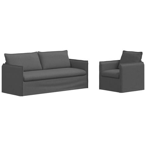Divano 2 pcs Grigio scuro 196 x 82 x 85 cm Tessuto - Foto 1