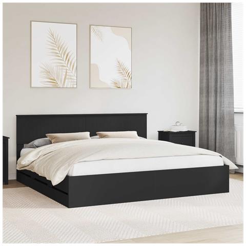Struttura del letto Nero 200 x 200 cm Legno Ingegnerizzato - Foto 2