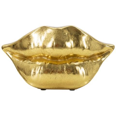 Soprammobile Mouth Lip Oro In Resina A Forma Di Labbra - Foto 1